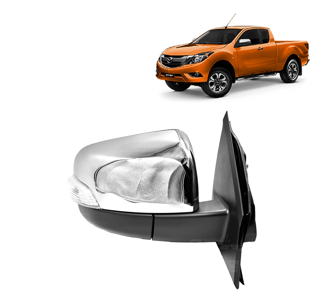 ESPEJO RETROVISOR (5 PINES) CROMO CON LUZ COPILOTO