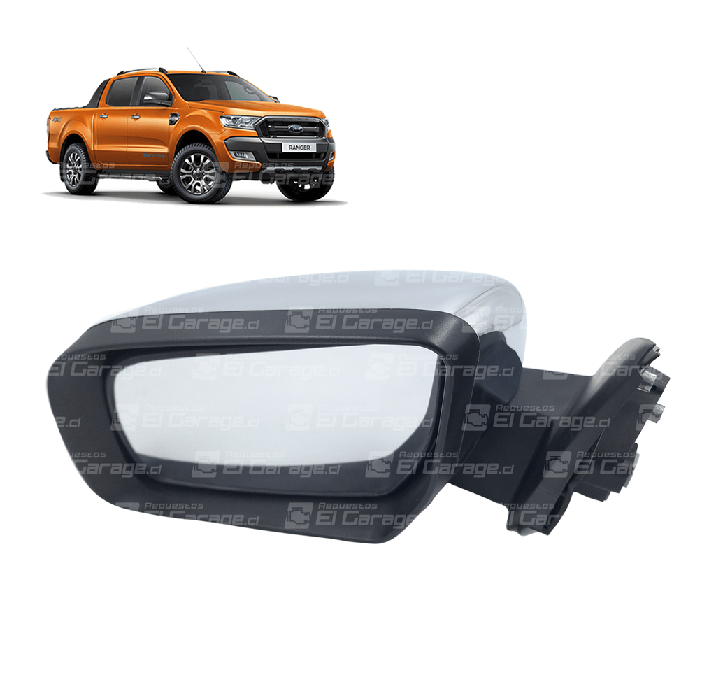 ESPEJO RETROVISOR ELECTRICO CROMO CON LUZ PILOTO 2.2 / 3.2 RANGER 17-22